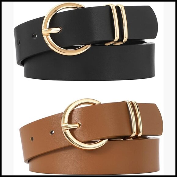 Faux Leather Belts with Gold Buckle for Jeans and Dresses main image 6